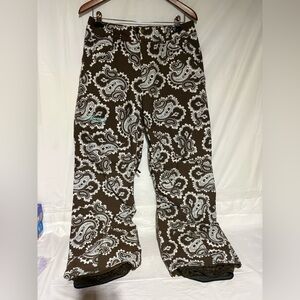 Burton Brown and White Paisley snow board Pants
